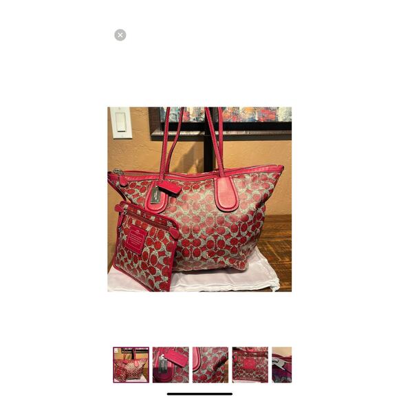 Coach Taxi Signature Red Coated Canvas Top Handles Tote With Matching Wallet - Picture 12 of 12
